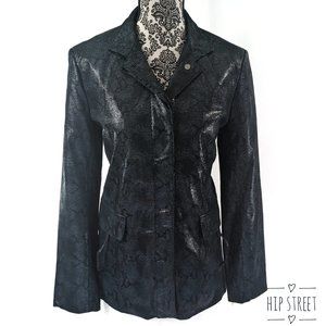 BERNARDO Snakeskin Stamped Leather Button Front Jacket S